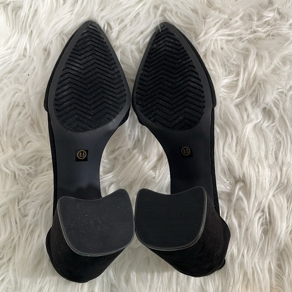 LULUS Ellarose Black Suede Ankle Strap Chunky Heels Size 8.5 NEW - Picture 11 of 16